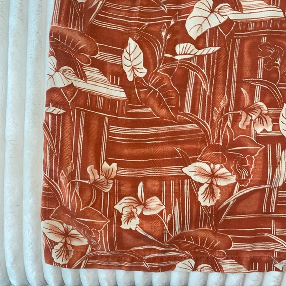Tommy Bahama Shirt Mens Large Orange Floral Hawiian Silk Hibiscus Beach - Picture 6 of 9
